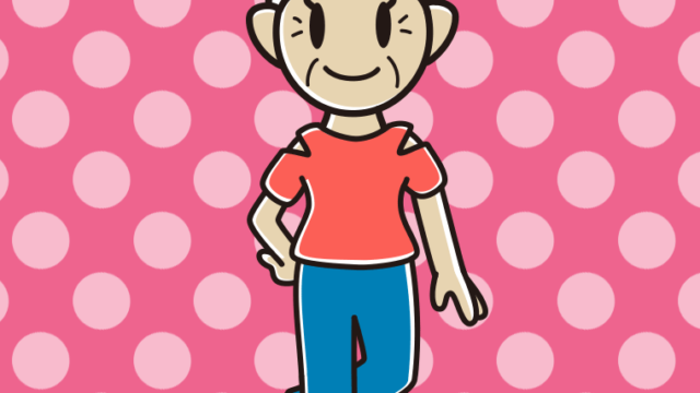 肩見せコーデのおばあさんのイラスト【色、背景あり】PNG