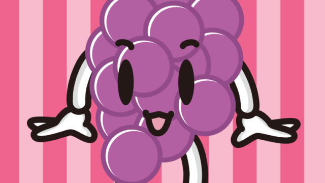 【キャラクターフリー素材】かわいいぶどうちゃんのイラスト