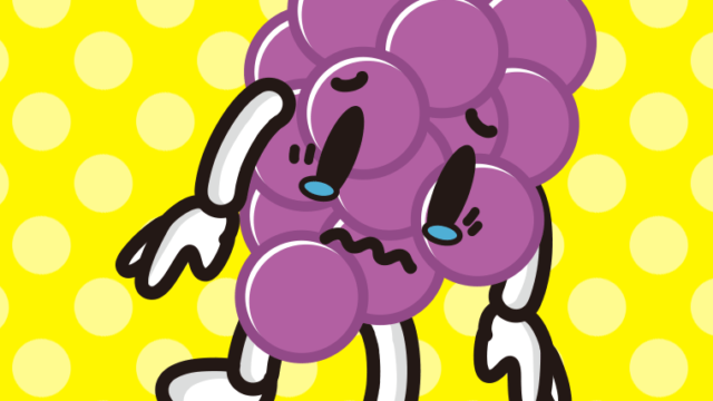 泣くぶどうちゃんのイラスト【色、背景あり】PNG