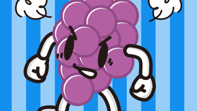 怒るぶどうちゃんのイラスト【色、背景あり】PNG