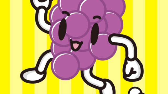 走るぶどうちゃんのイラスト【色、背景あり】PNG