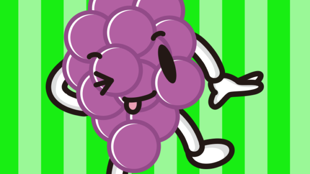 テヘヘなぶどうちゃんのイラスト【色、背景あり】PNG