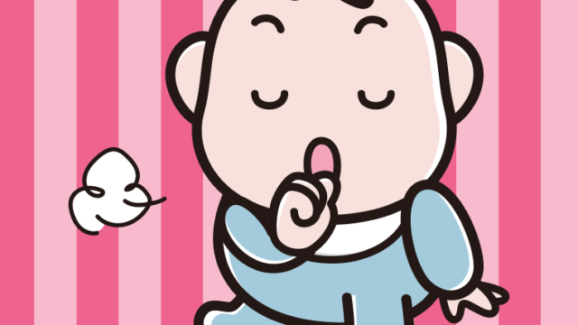 咳払いする男の子の赤ちゃんのイラスト【色、背景あり】PNG