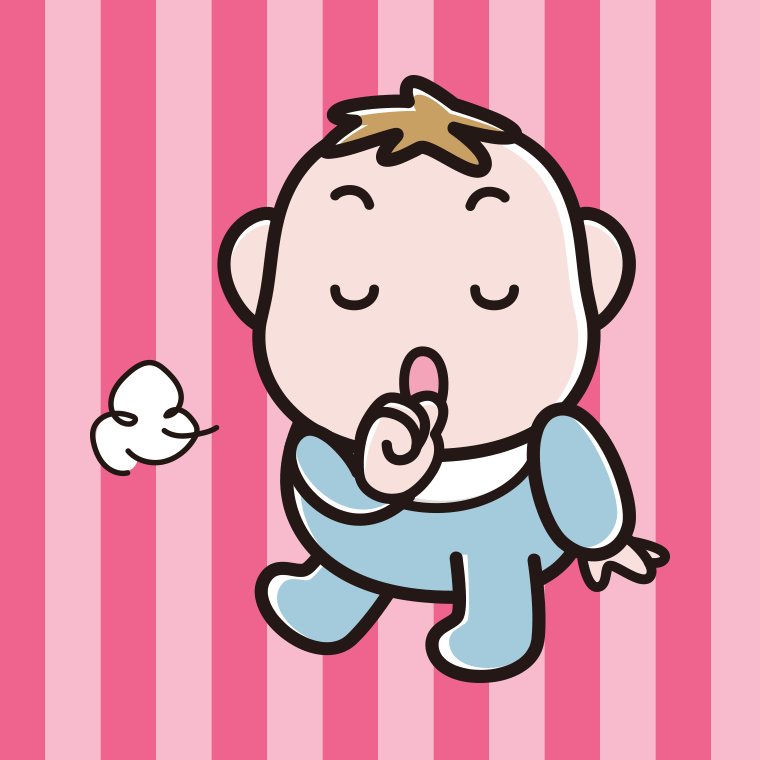 咳払いする男の子の赤ちゃんのイラスト【色、背景あり】PNG