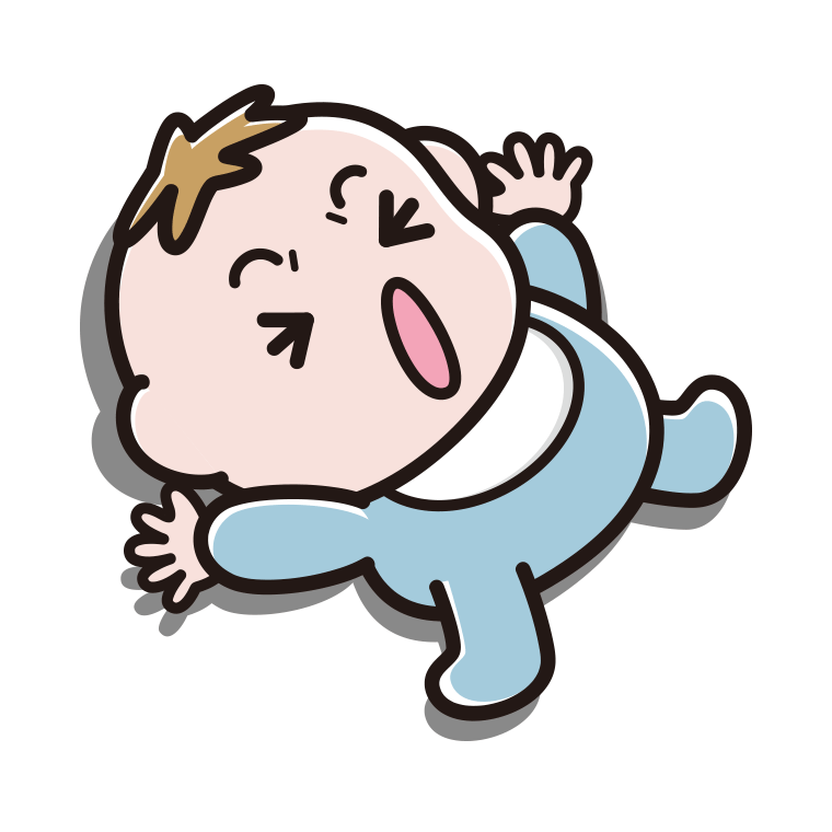 大あくびする男の子の赤ちゃんのイラスト【色あり、背景なし】透過PNG