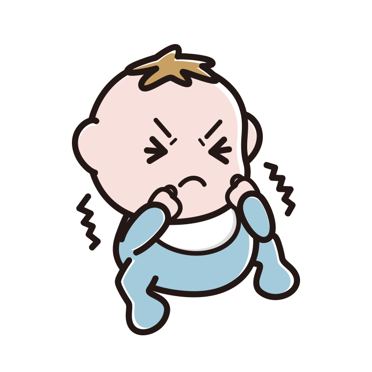 踏ん張る男の子の赤ちゃんのイラスト【色あり、背景なし】透過PNG