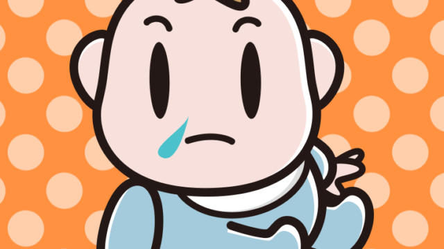 鼻水が出ている男の子の赤ちゃんのイラスト【色、背景あり】PNG