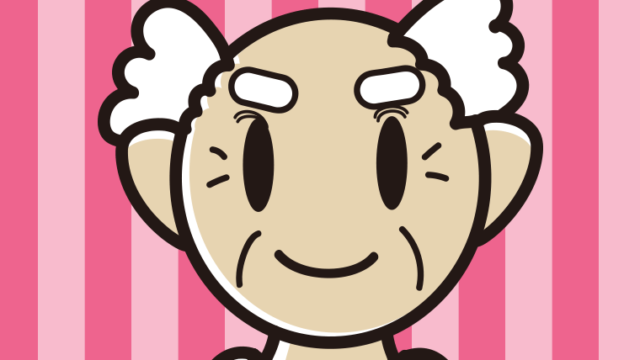 片目だけ奥二重のおじいさんのイラスト【色、背景あり】PNG