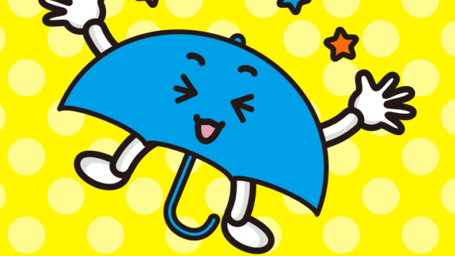 喜ぶ雨ちゃんのイラスト【色、背景あり】PNG