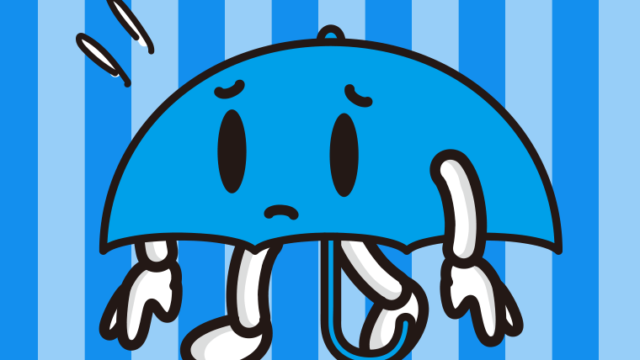 悲しそうな雨ちゃんのイラスト【色、背景あり】PNG