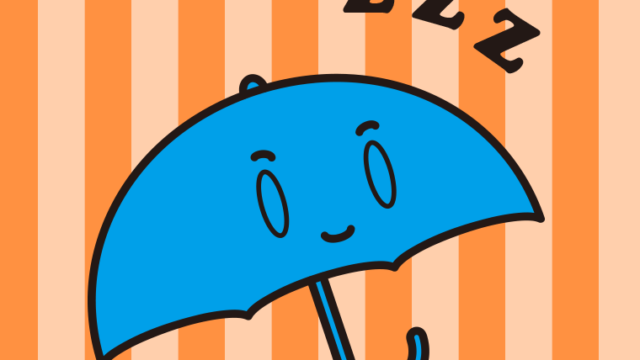 眠る雨ちゃんのイラスト【色、背景あり】PNG