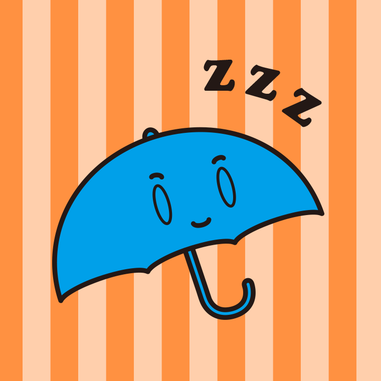 眠る雨ちゃんのイラスト【色、背景あり】PNG