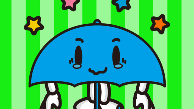 ジーンとする雨ちゃんのイラスト【色、背景あり】PNG