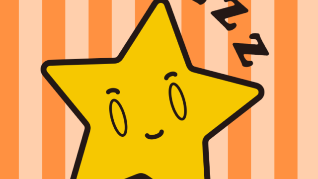 眠る星ちゃんのイラスト【色、背景あり】PNG