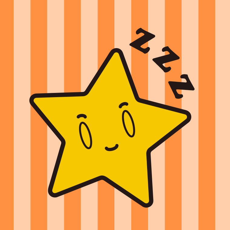 眠る星ちゃんのイラスト【色、背景あり】PNG