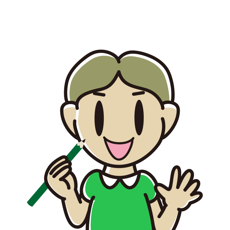 鉛筆を持つ小学生男子のイラスト【色あり、背景なし】透過PNG