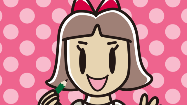 鉛筆を持つ小学生女子のイラスト【色、背景あり】PNG