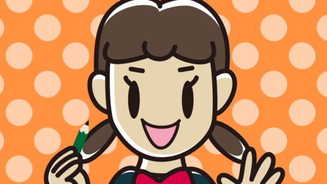 鉛筆を持つ女子中学生のイラスト【色、背景あり】PNG