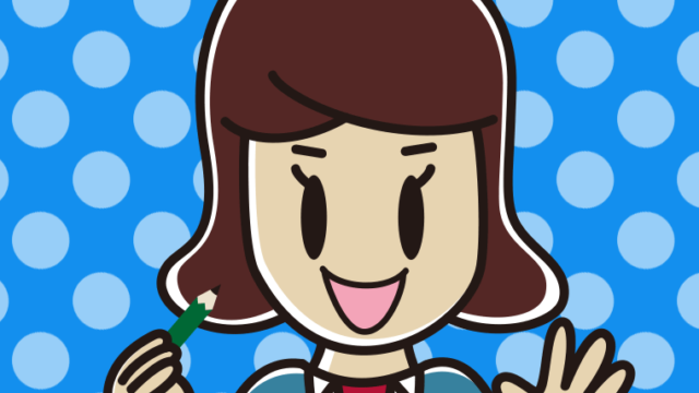 鉛筆を持つ女子高校生のイラスト【色、背景あり】PNG