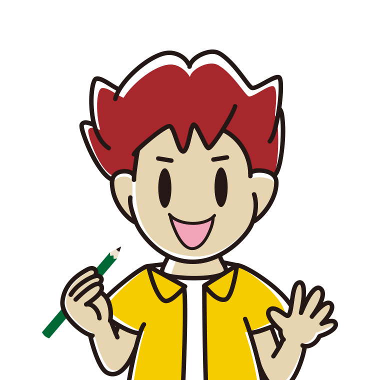 鉛筆を持つ男子大学生のイラスト【色あり、背景なし】透過PNG