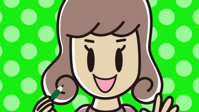 鉛筆を持つ女子大学生のイラスト【色、背景あり】PNG