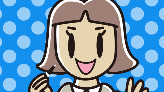 ボールペンを持つ小学生女子のイラスト【色、背景あり】PNG