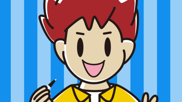 ボールペンを持つ男子大学生のイラスト【色、背景あり】PNG