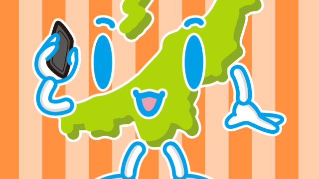 スマホで電話する新潟ちゃんのイラスト【色、背景あり】PNG