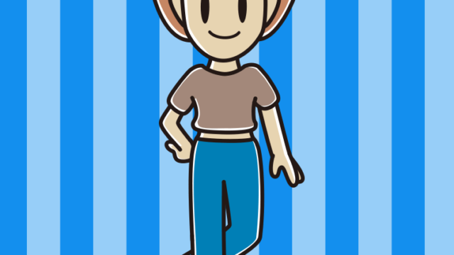 腹見せコーデの女性のイラスト【色、背景あり】PNG