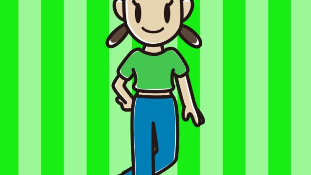 腹見せコーデの女子中学生のイラスト【色、背景あり】PNG