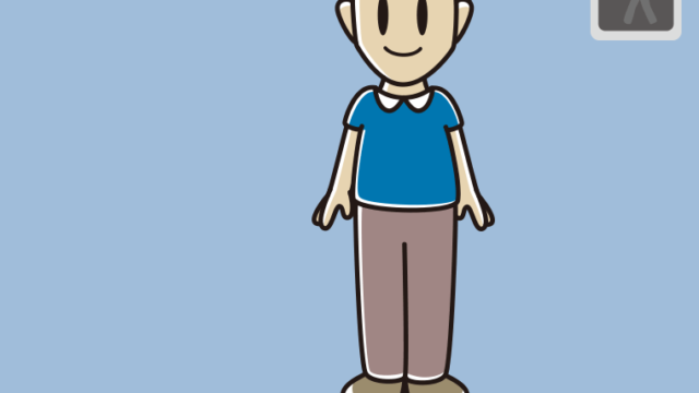 信号待ちしている男性のイラスト【色、背景あり】PNG