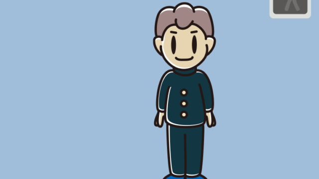 信号待ちしている男子中学生のイラスト【色、背景あり】PNG