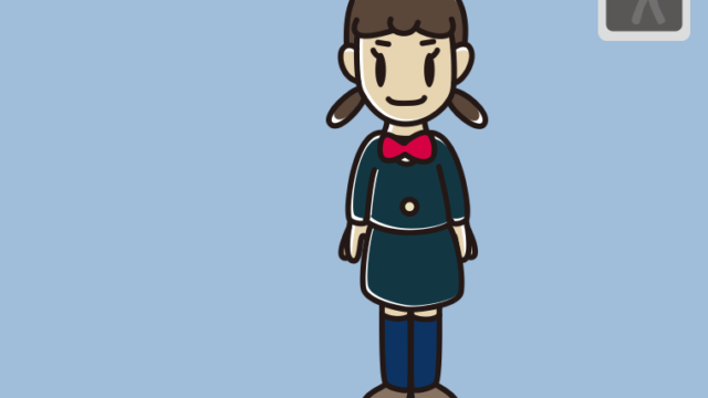 信号待ちしている女子中学生のイラスト【色、背景あり】PNG