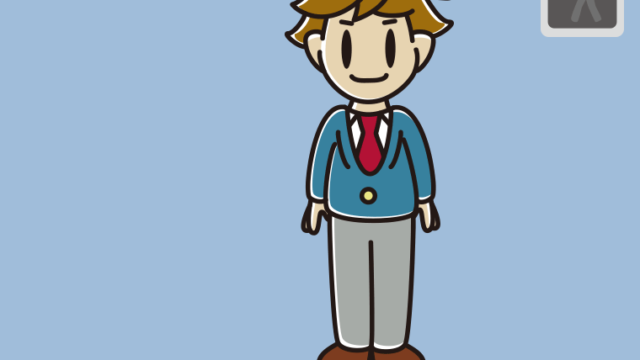 信号待ちしている男子高校生のイラスト【色、背景あり】PNG