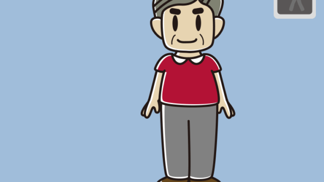 信号待ちしているおじさんのイラスト【色、背景あり】PNG