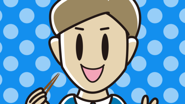 お箸を持つ男性のイラスト【色、背景あり】PNG