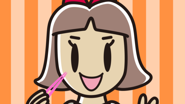 お箸を持つ小学生女子のイラスト【色、背景あり】PNG