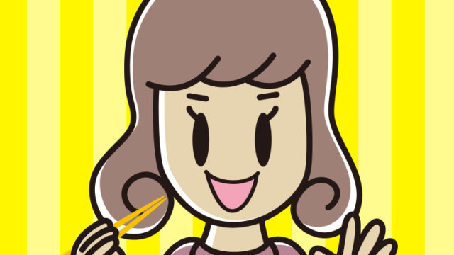 お箸を持つ女子大学生のイラスト【色、背景あり】PNG