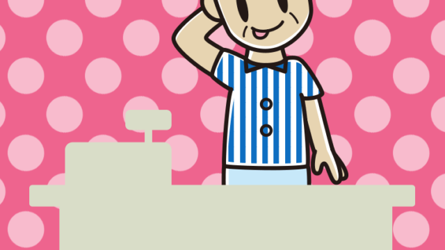 テヘヘな年配男性コンビニ店員のイラスト【色、背景あり】PNG