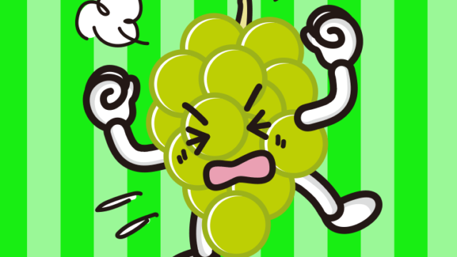 カンカンに怒るマスカットちゃんのイラスト【色、背景あり】PNG