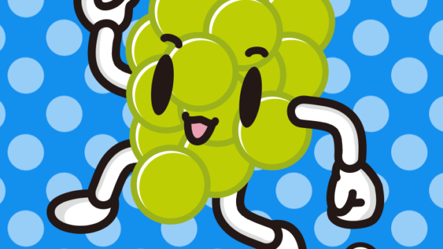 走るマスカットちゃんのイラスト【色、背景あり】PNG