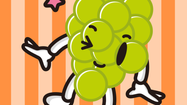 ウインクするマスカットちゃんのイラスト【色、背景あり】PNG