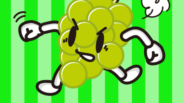 パンチするマスカットちゃんのイラスト【色、背景あり】PNG