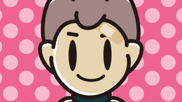 顔に絆創膏を貼った男子中学生のイラスト【色、背景あり】PNG