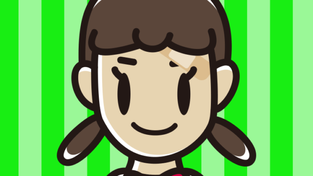 顔に絆創膏を貼った女子中学生のイラスト【色、背景あり】PNG