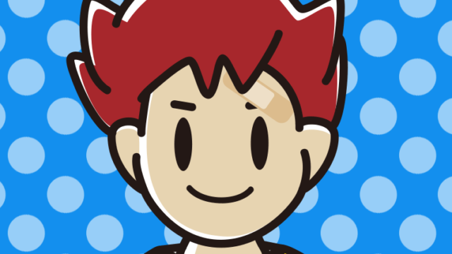 顔に絆創膏を貼った男子大学生のイラスト【色、背景あり】PNG