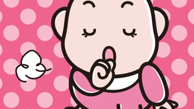 咳払いする女の子の赤ちゃんのイラスト【色、背景あり】PNG