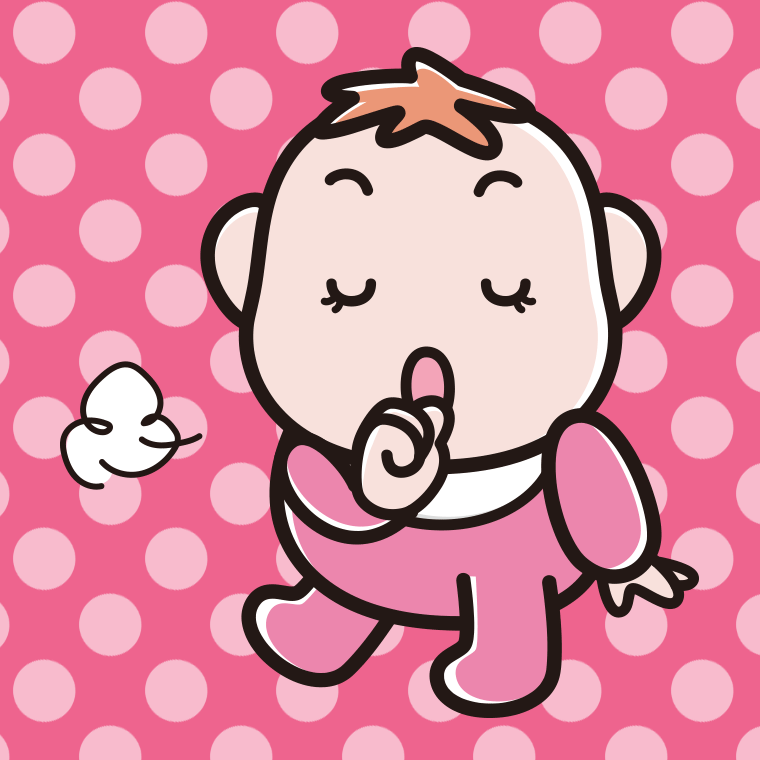 咳払いする女の子の赤ちゃんのイラスト【色、背景あり】PNG