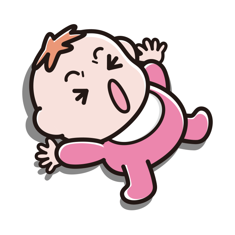 大あくびする女の子の赤ちゃんのイラスト【色あり、背景なし】透過PNG