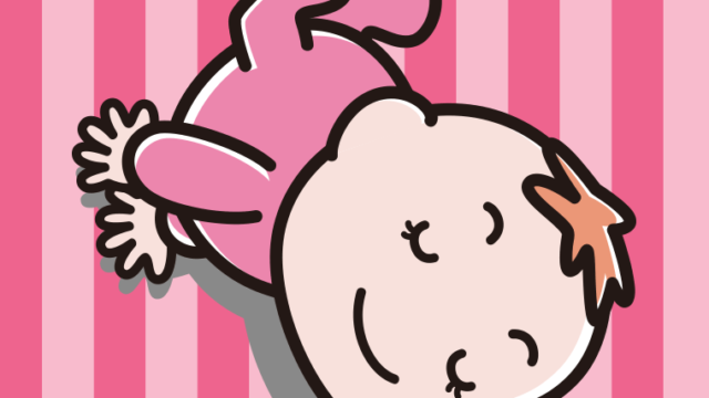 反り返る女の子の赤ちゃんのイラスト【色、背景あり】PNG